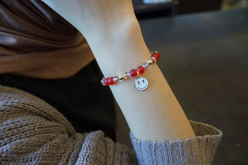 Kids Red Bracelet with Smiley Face