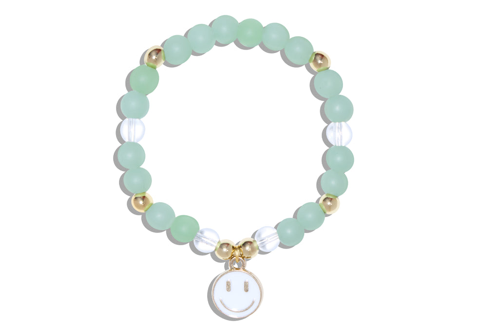 Kids Seafoam Green Bracelet with Smiley Face