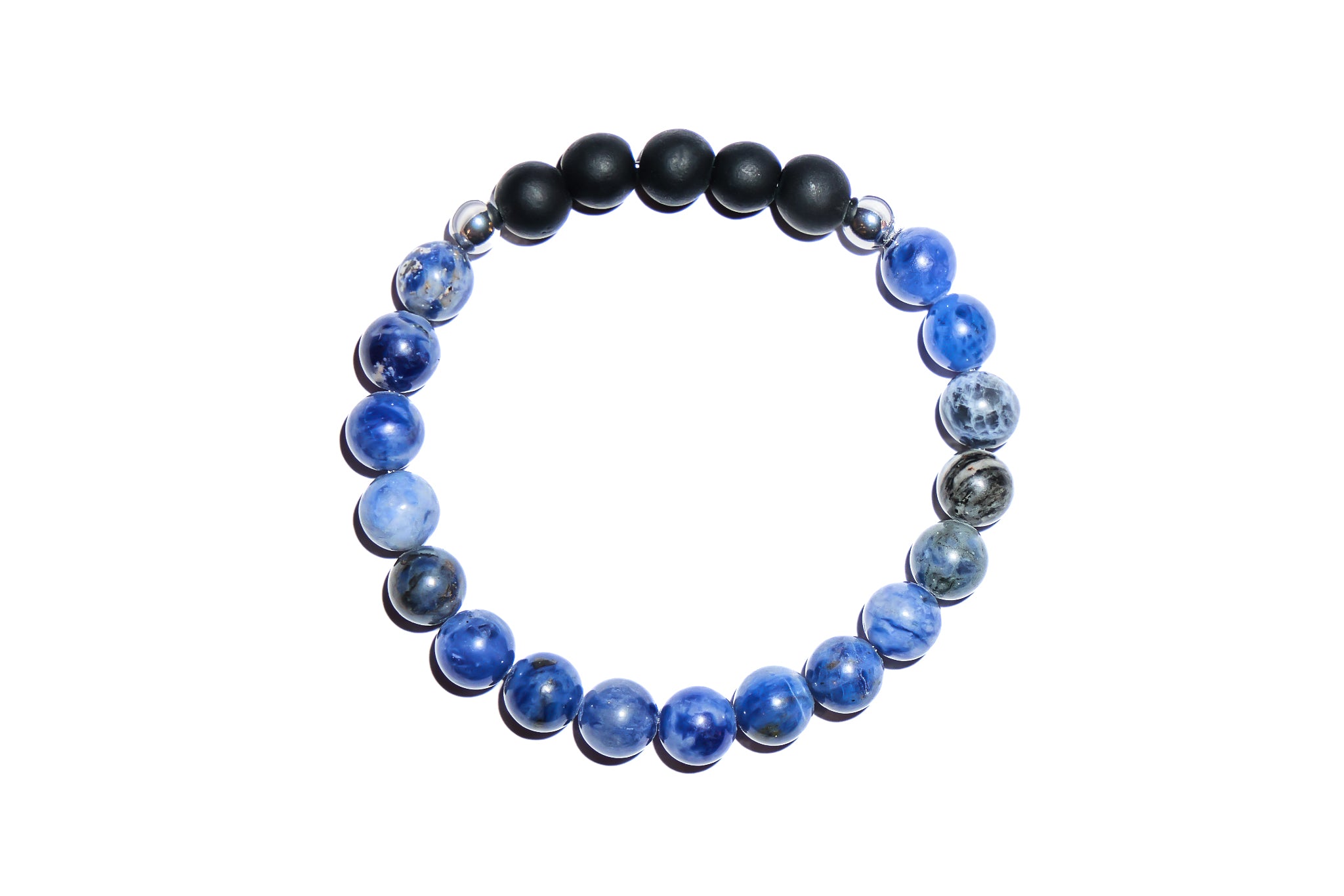 Men's Blue Sodalite with Black Matte-Gold or Silver Option Available