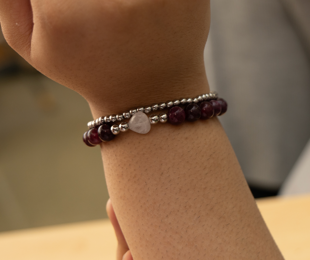 Natural Garnet with Heart Stone