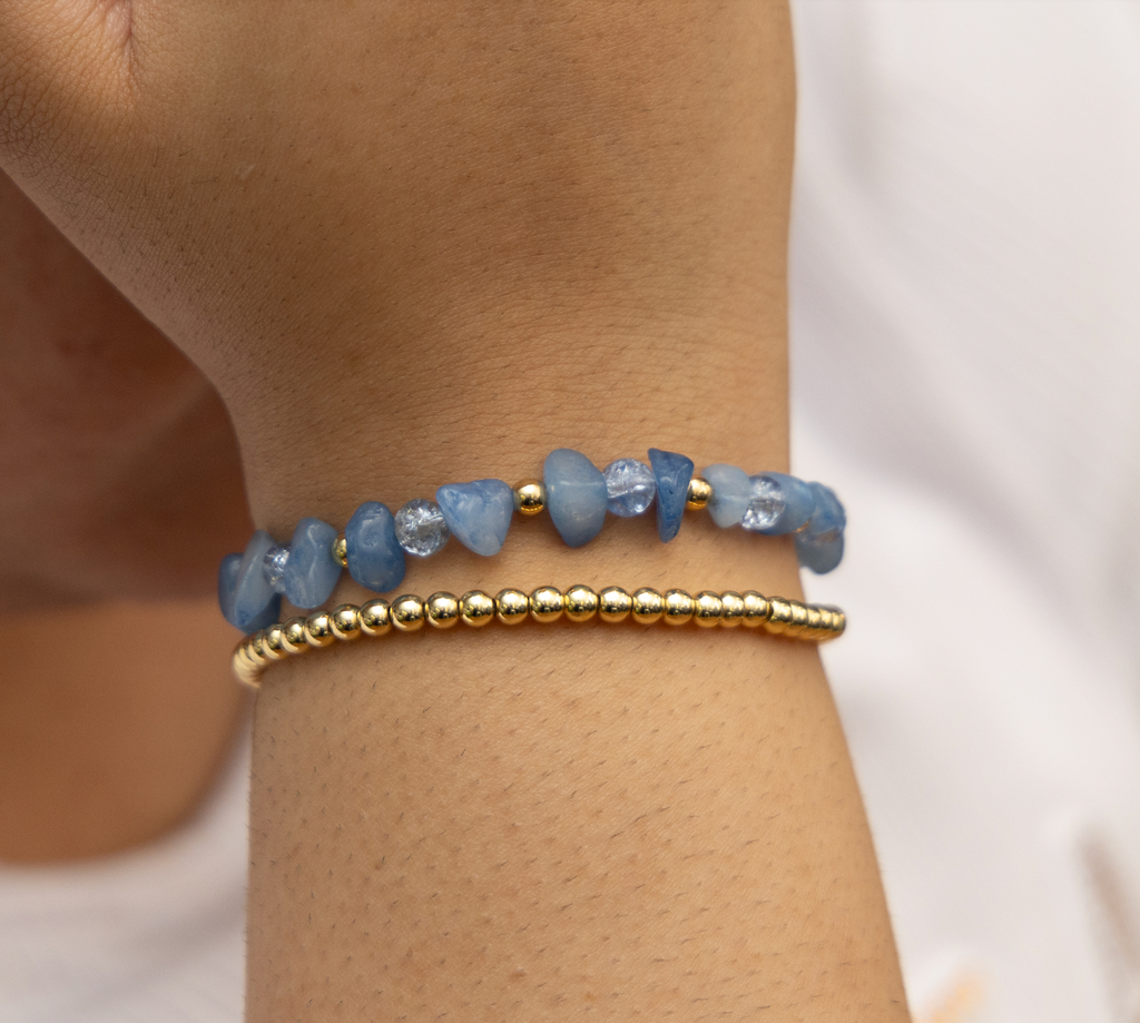 Blue Chip Bead Bracelet