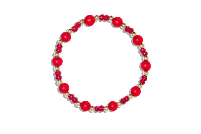 Cherry Red with Seed Bead and Gold