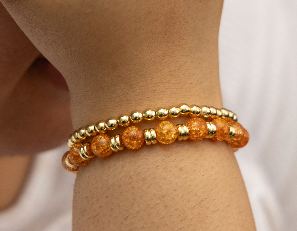 Crackle Orange with Gold