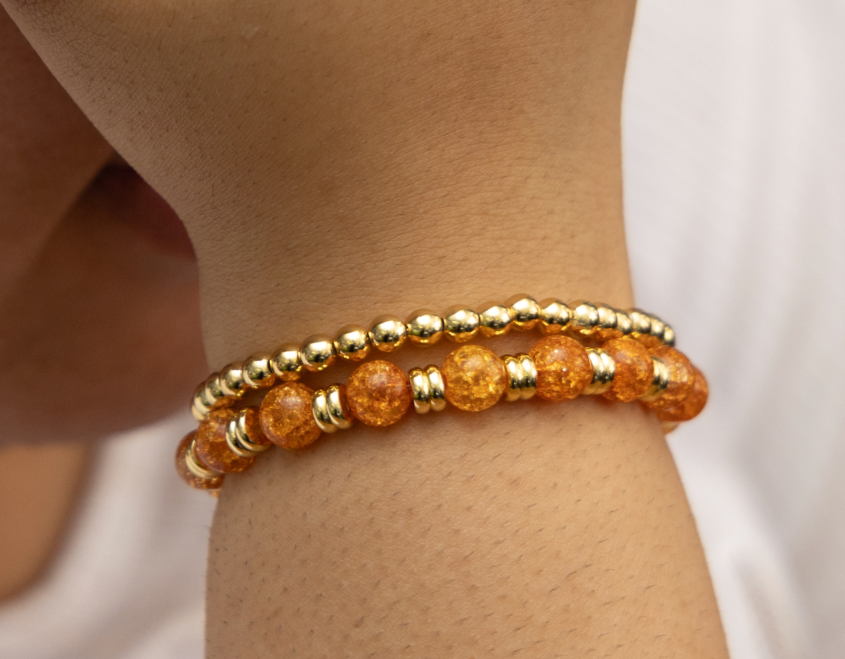 Crackle Orange with Gold