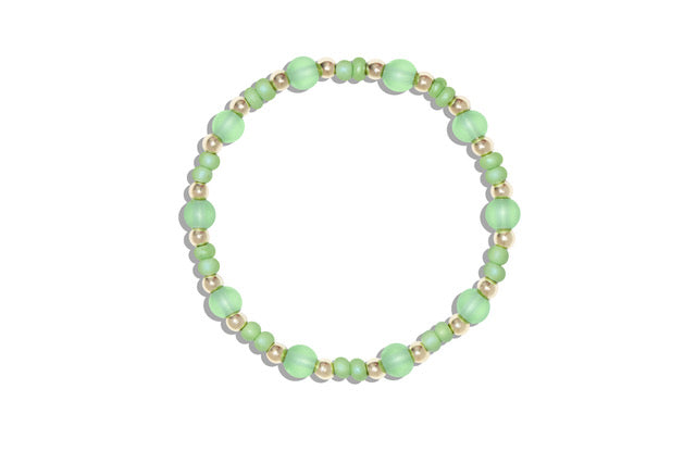 Peridot Green with Seed Bead and Gold