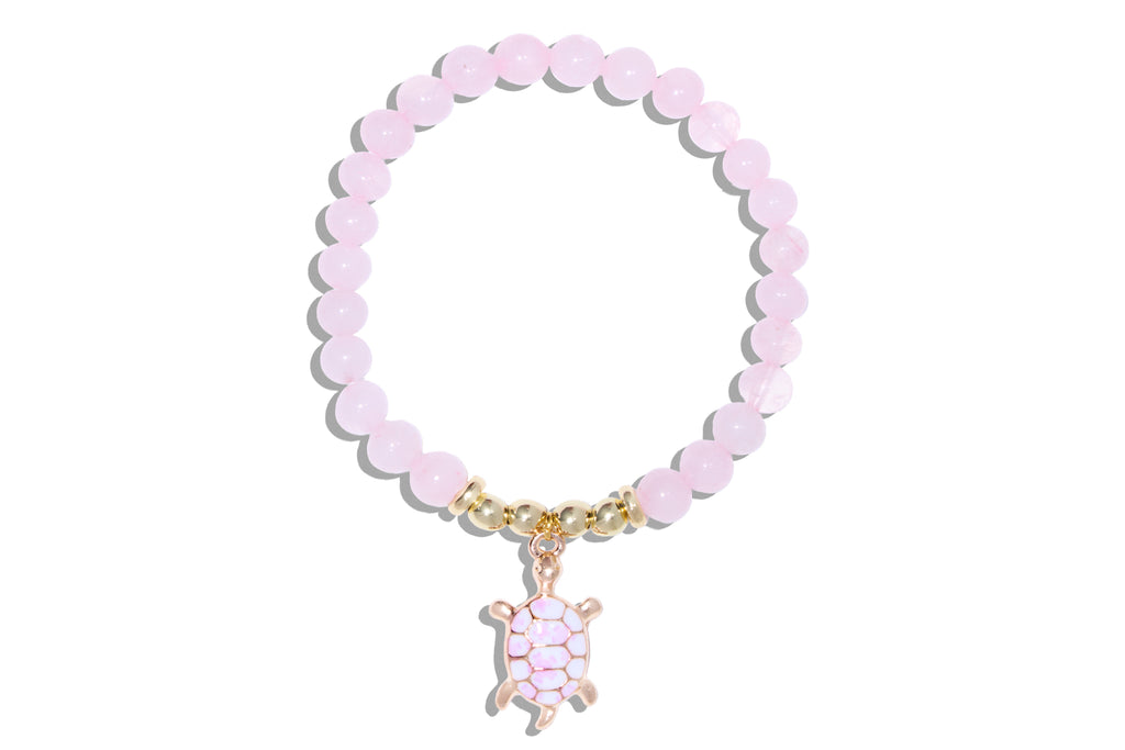 Pink Quartz with Turtle Charm