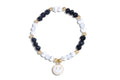 Women's Black Bracelet with White Smiley Face