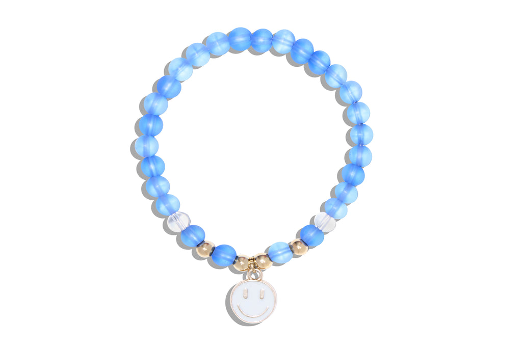 Women's Blue Bracelet with White Smiley Face