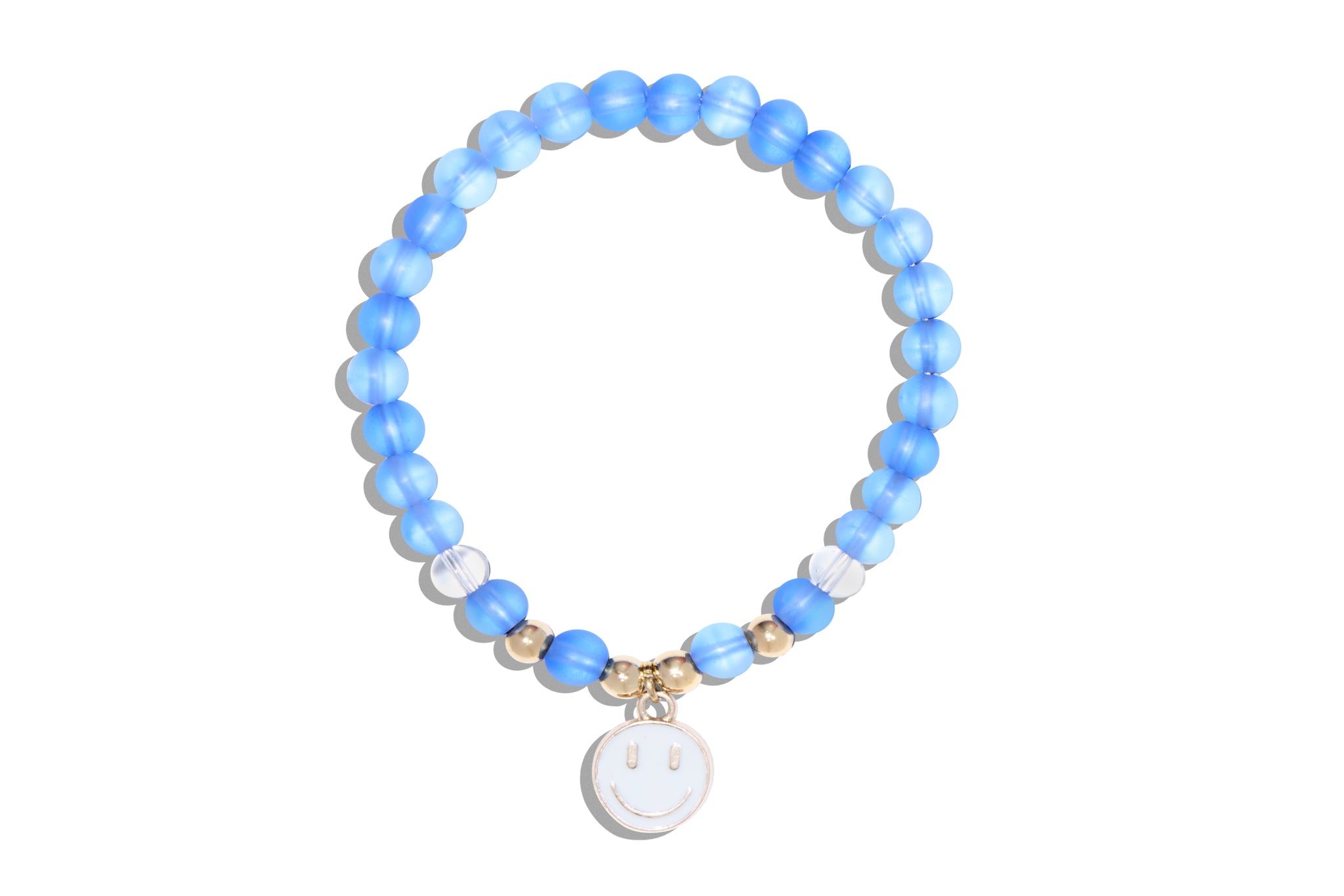 Women's Blue Bracelet with White Smiley Face