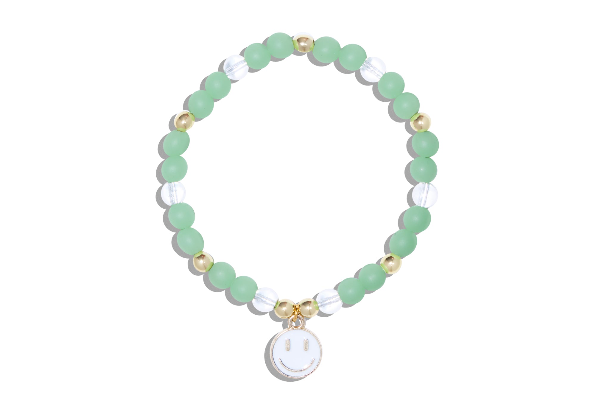 Women's Seafoam Green Bracelet with White Smiley Face
