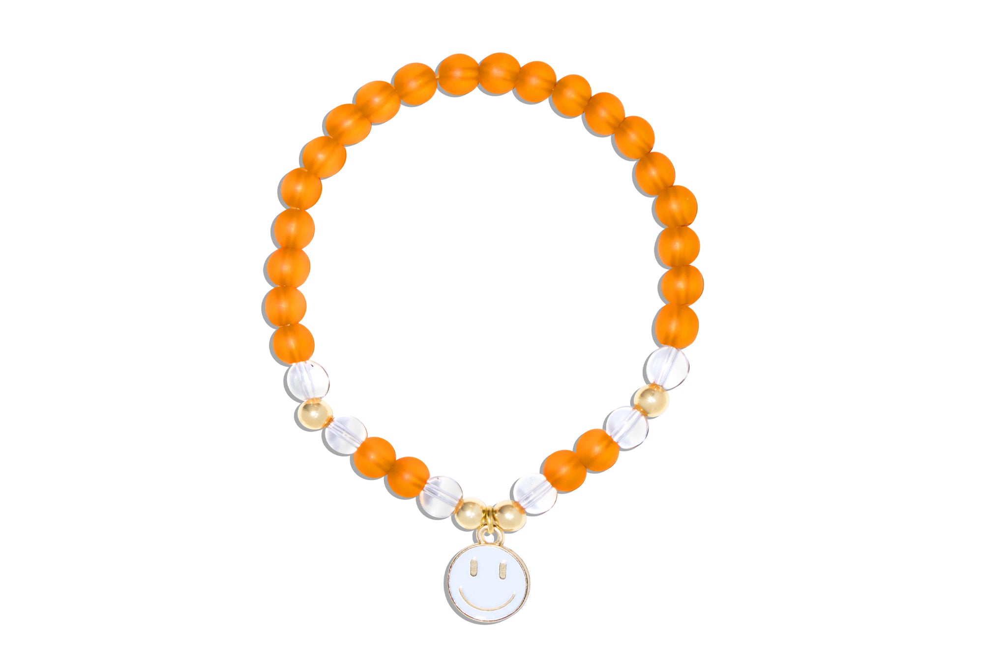 Women's Tangerine Bracelet with White Smiley Face