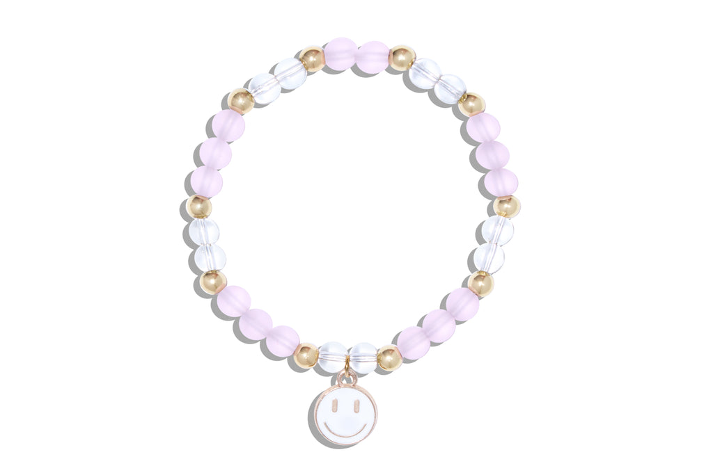 Women's Pink Bracelet with White Smiley Face