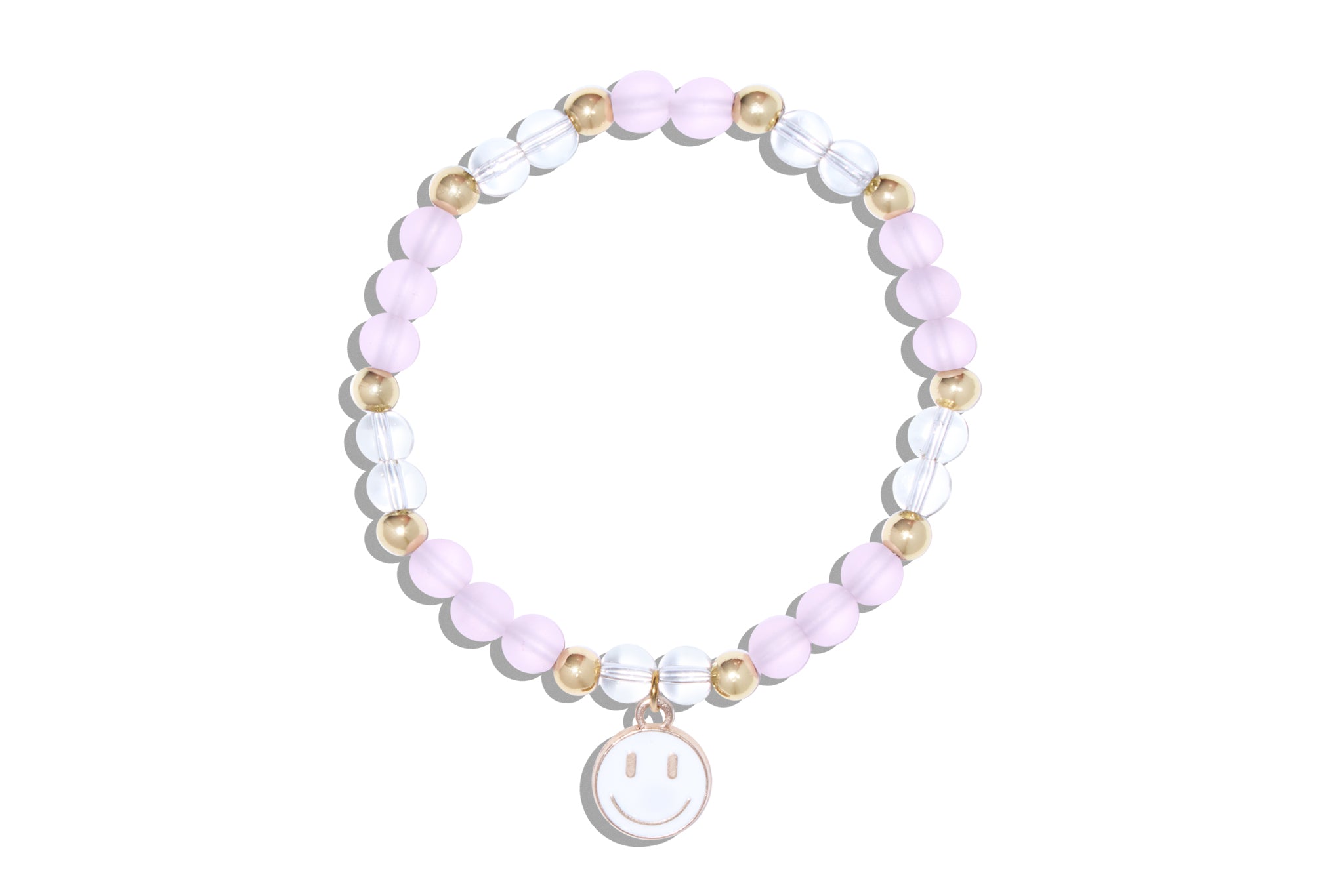 Women's Pink Bracelet with White Smiley Face